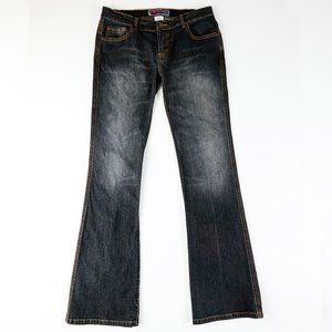 Juniors Blue Asphalt Faded Black Denim Stretch Flared Jean Size 9 Junior